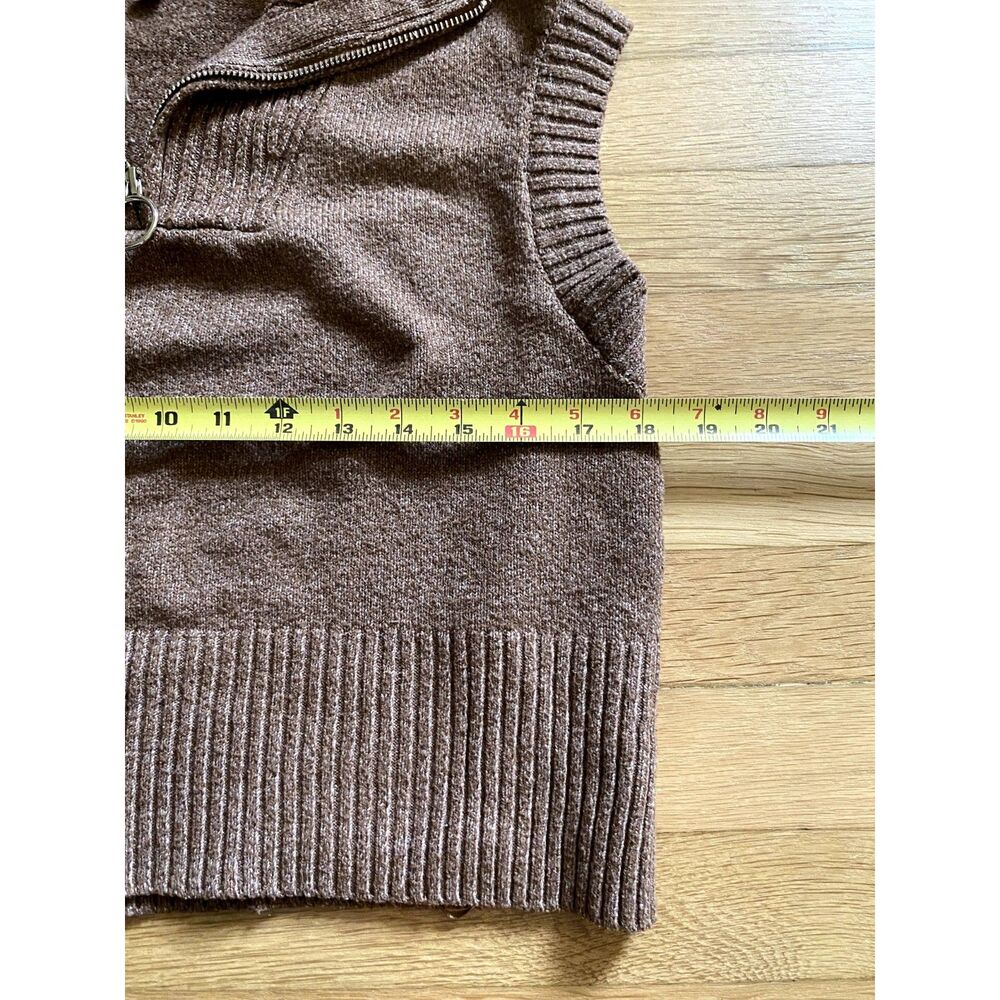 Cropped Brown Half Zip Sweater Vest - Size Small - Picture 3 of 4
